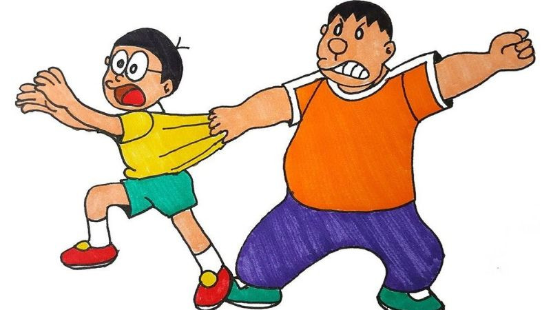 nobita ngủ gật trong lớp