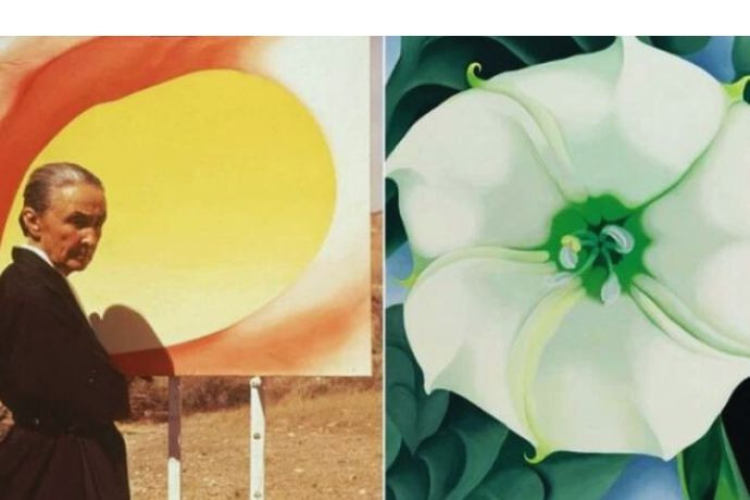 Nữ họa sĩ Georgia O'Keeffe nổi tiếng với những bức tranh vẽ hoa phóng đại và phong cảnh New Mexico