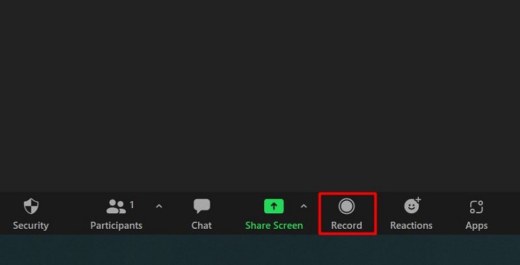 Nút Ghi (Record) cuộc họp trên Zoom, giúp lưu trữ lại nội dung buổi làm việc