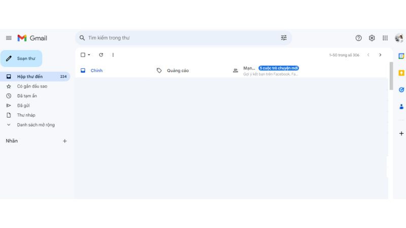Ô tìm kiếm trên giao diện Gmail giúp tìm kiếm email cũ nhanh chóng