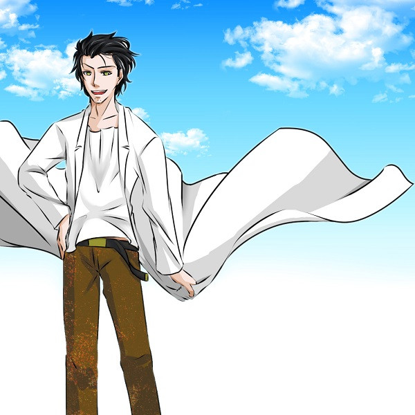 Okabe Rintaro nhìn về xa xăm, ánh mắt chất chứa nỗi niềm