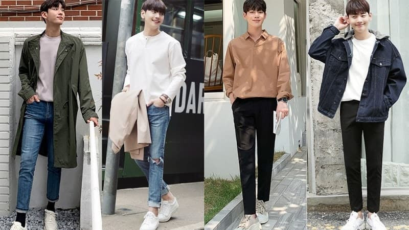 Outfit Hàn Quốc nam hiện đại kết hợp blazer, áo thun và quần tây