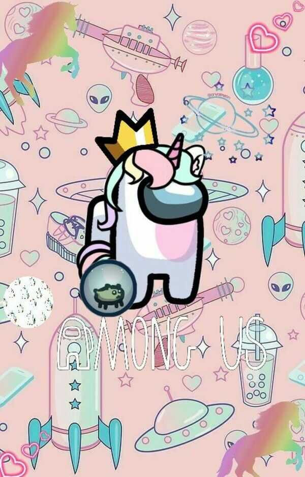 Phi hành gia Among Us màu hồng đáng yêu với thú cưng nhỏ