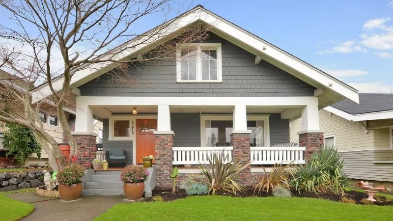 Phối cảnh nhà Bắc Âu với cửa kính lớn