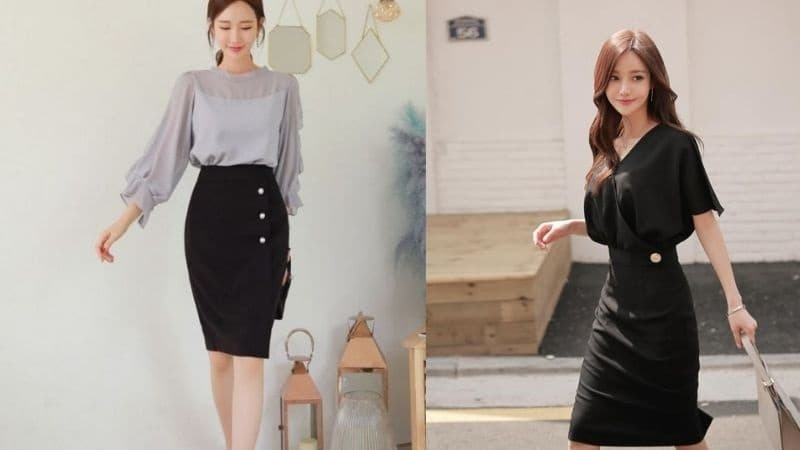 Phối đồ công sở nữ với áo blazer trắng và chân váy bút chì thanh lịch