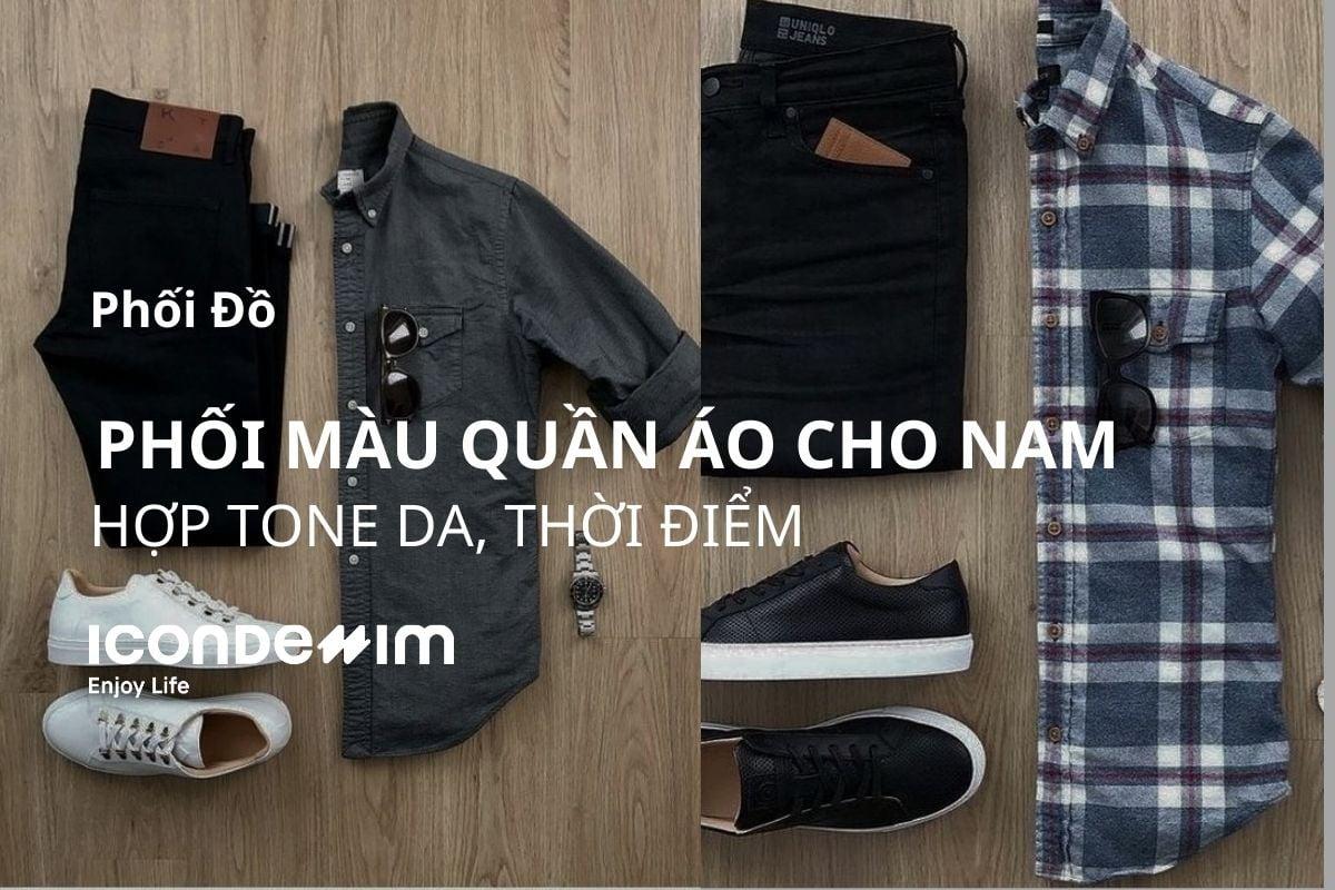 Quần short màu nâu nam phối áo màu xanh dương thanh lịch