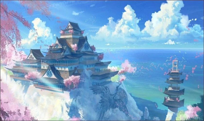 Phong cảnh yên bình và tuyệt đẹp trong anime tông xanh dương