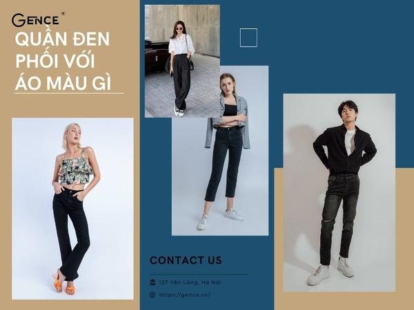 Phối quần đen cùng áo màu sắc hoặc họa tiết nổi bật thể hiện cá tính mạnh mẽ.