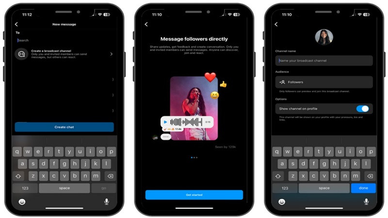 Quy trình tạo kênh phát sóng (Broadcast Channel) mới trong mục tin nhắn Instagram
