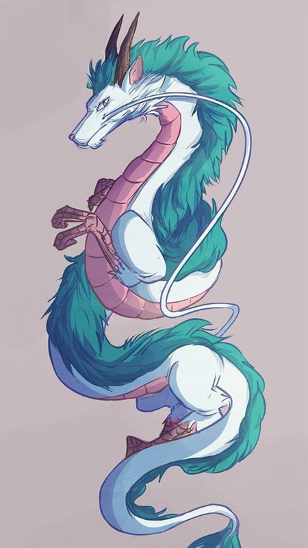 Rồng con chibi màu xanh lá cây ngồi trên đám mây