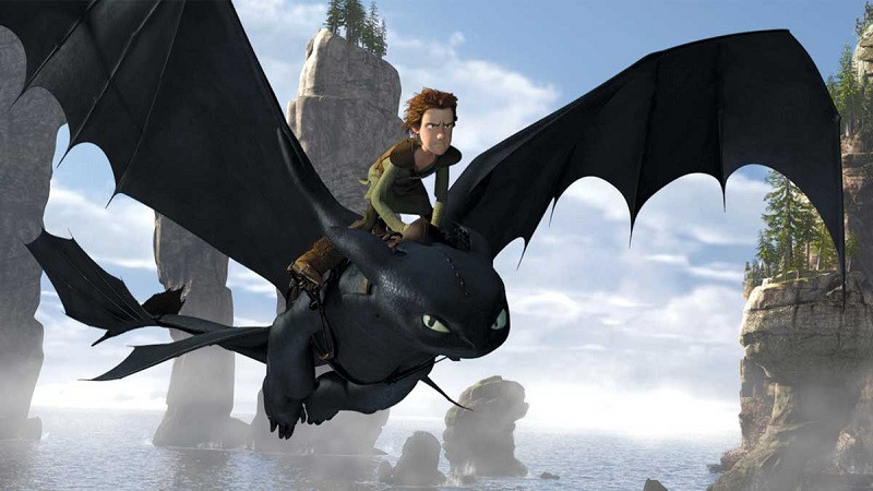Rồng hoạt hình Toothless từ Bí kíp luyện rồng đang bay