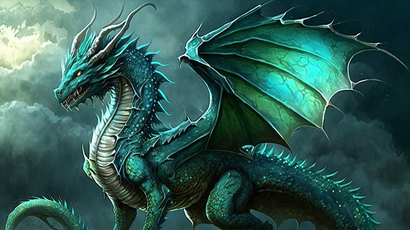 Rồng xanh uyển chuyển trên nền tối