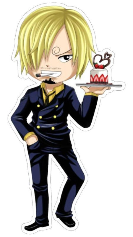 Sanji chibi cầm dao bếp, thể hiện khía cạnh đầu bếp tài năng