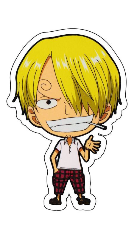 Sanji chibi đáng yêu đang trong tư thế chiến đấu với vẻ mặt quyết tâm