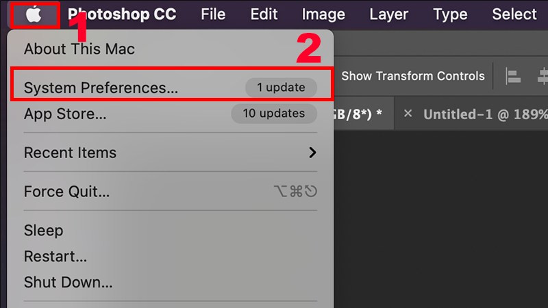 Screenshot hướng dẫn mở Tùy chọn Hệ thống trên macOS