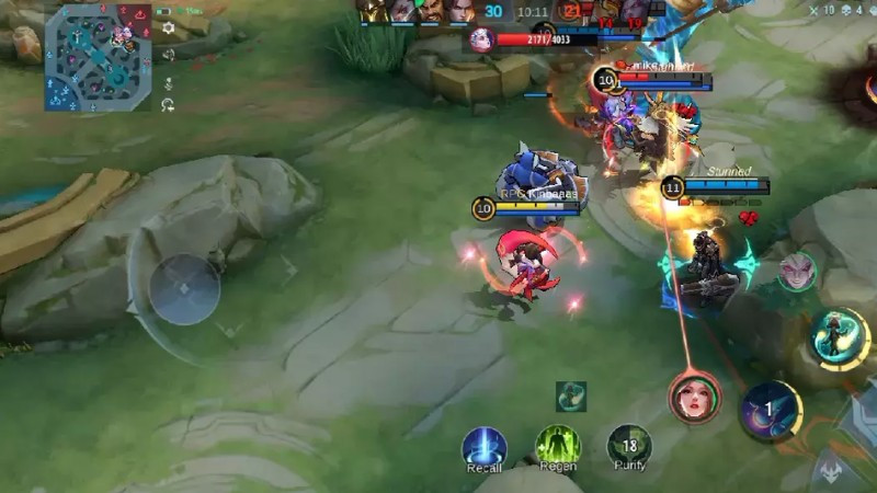 Sơ đồ minh họa vị trí đi rừng (Jungle) và đường giữa (Mid) trên bản đồ game MOBA