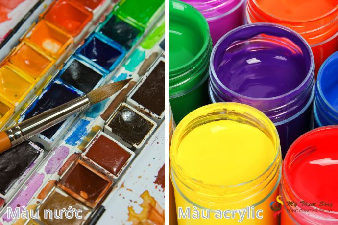 So sánh đặc điểm của màu acrylic và màu nước