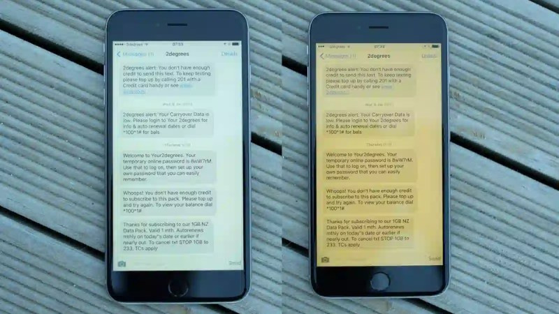 So sánh hiển thị màn hình: Night Shift (ngả vàng), Tắt True Tone/Night Shift (thường lạnh), True Tone (điều chỉnh theo môi trường)