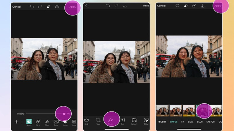 Sử dụng các công cụ tùy chỉnh để hoàn thiện ảnh ghép mặt trong PicsArt