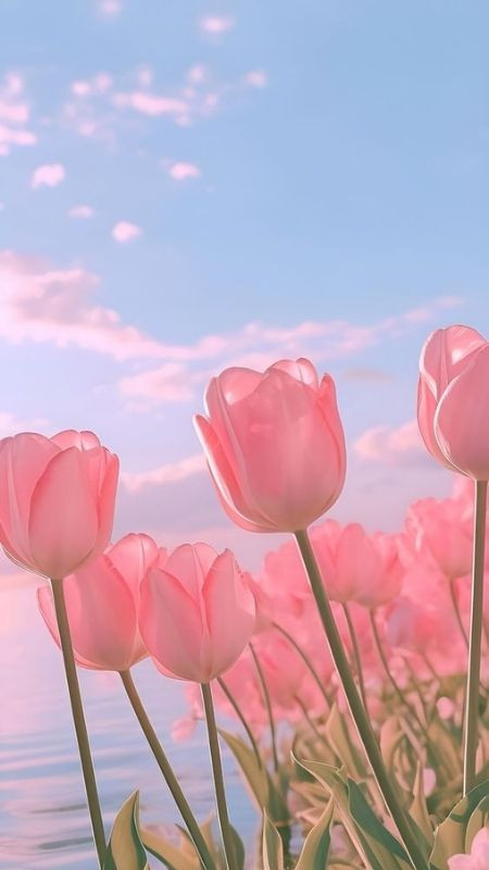 Sự ngọt ngào và đầy thơ mộng của ảnh hoa tulip trong hoàng hôn
