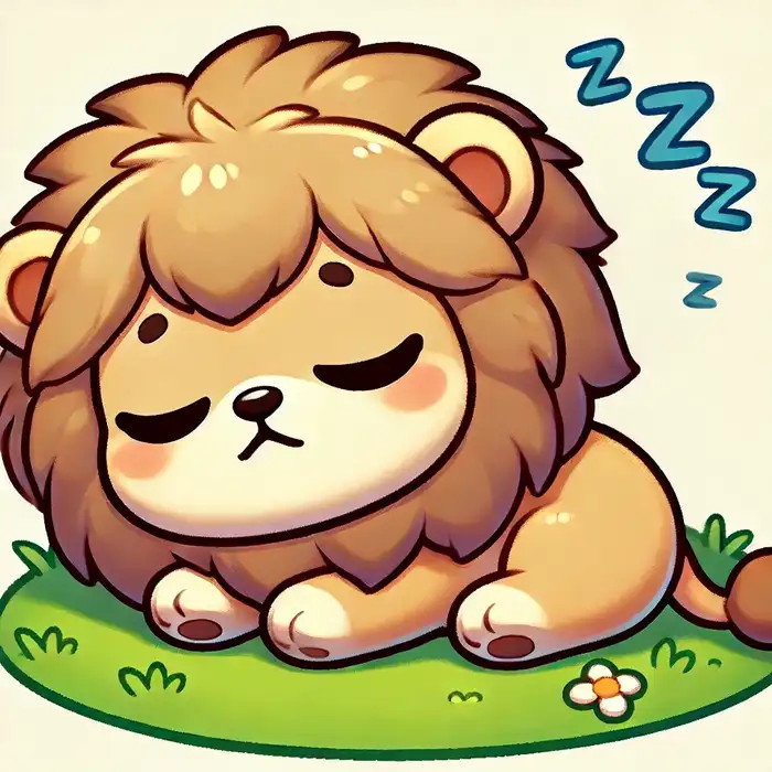 Sư tử chibi nhỏ nhắn đang say giấc nồng, rất đáng yêu