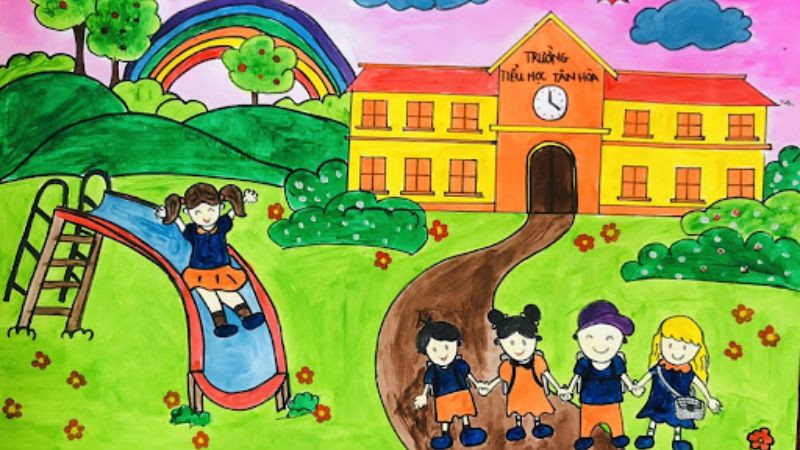 Tác phẩm nghệ thuật trừu tượng về chủ đề trường học