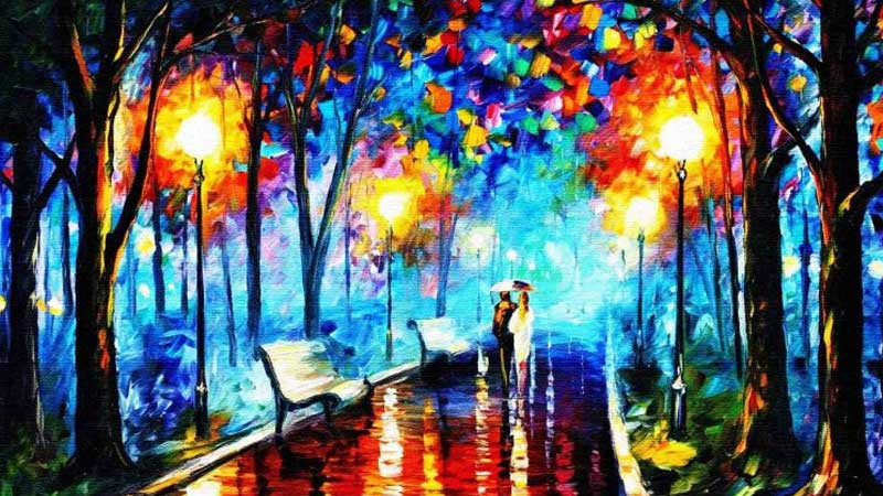 Tác phẩm nghệ thuật trừu tượng với màu sắc u tối, phản ánh tâm trạng cô đơn