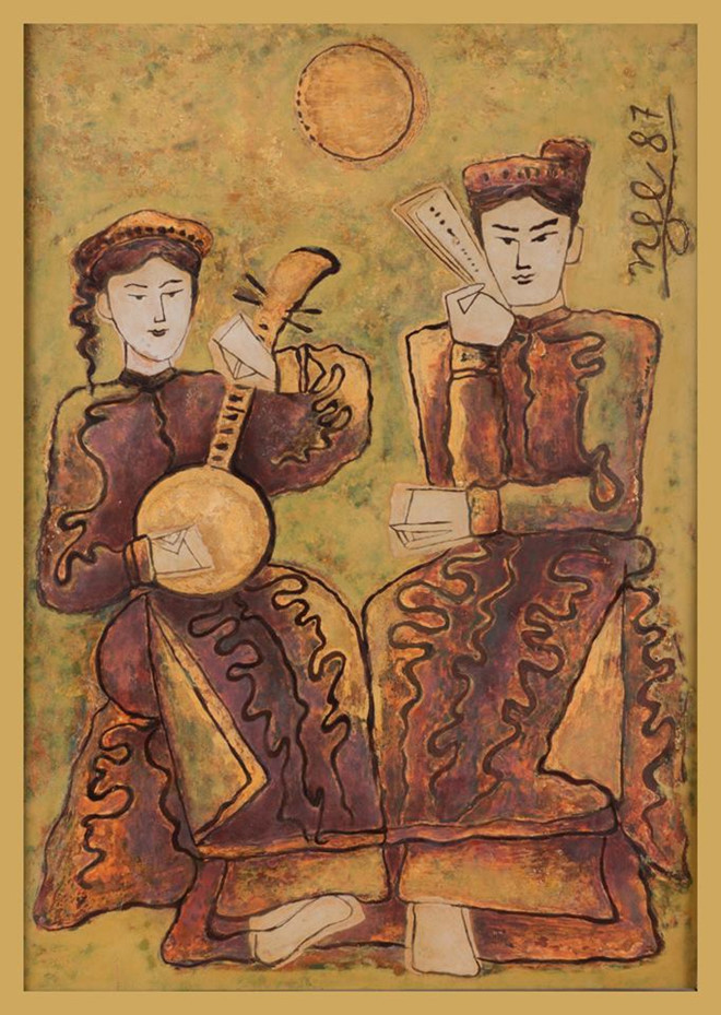 Khám Phá Tranh Sơn Mài Nổi Tiếng Việt Nam Đầy Biểu Tượng Tác phẩm sơn mài 'Chơi đàn' của họa sĩ Nguyễn Tư Nghiêm