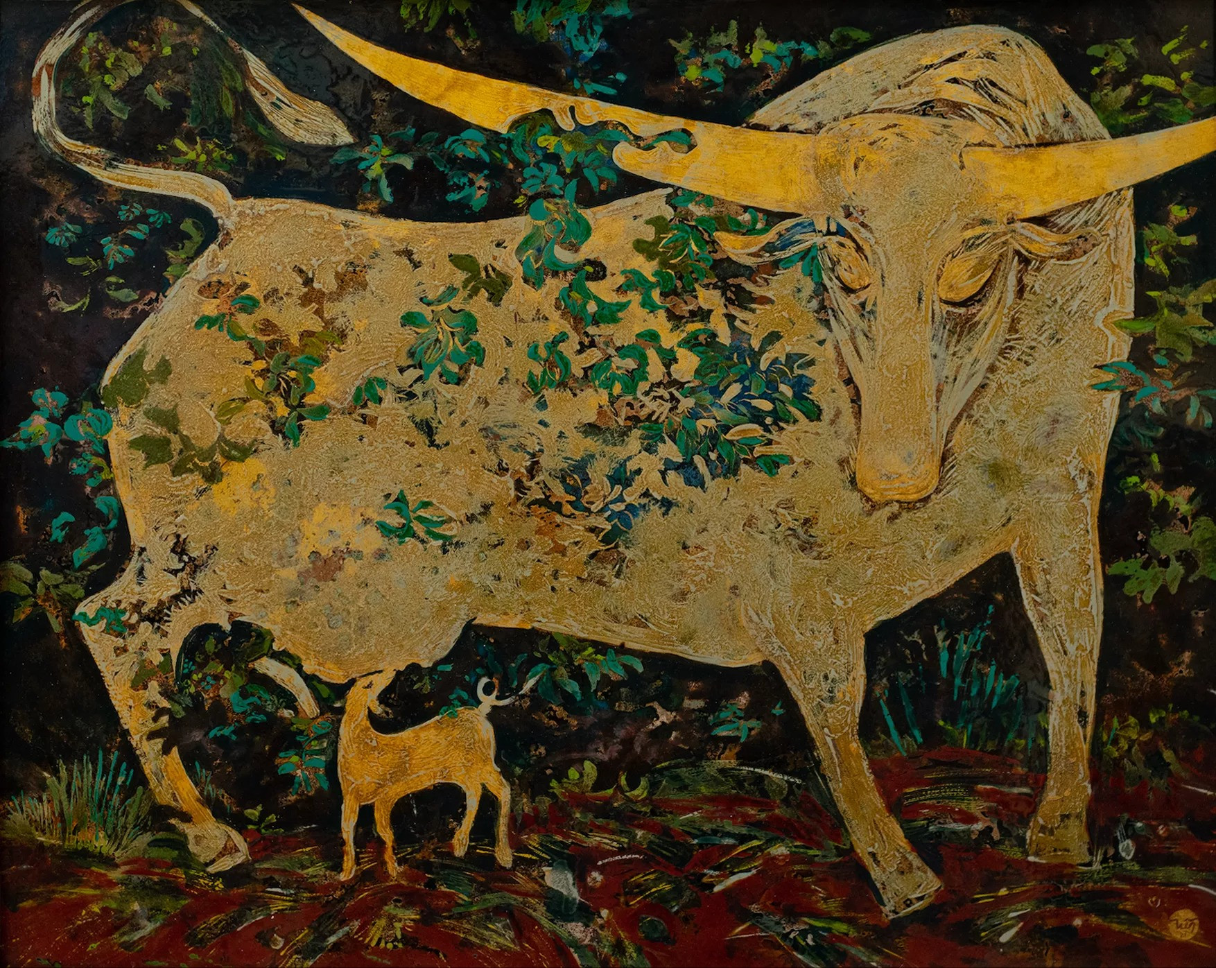 Khám Phá Tranh Sơn Mài Nổi Tiếng Việt Nam Đầy Biểu Tượng Tác phẩm sơn mài 'Mẫu Tử' của họa sĩ Triệu Khắc Tiến