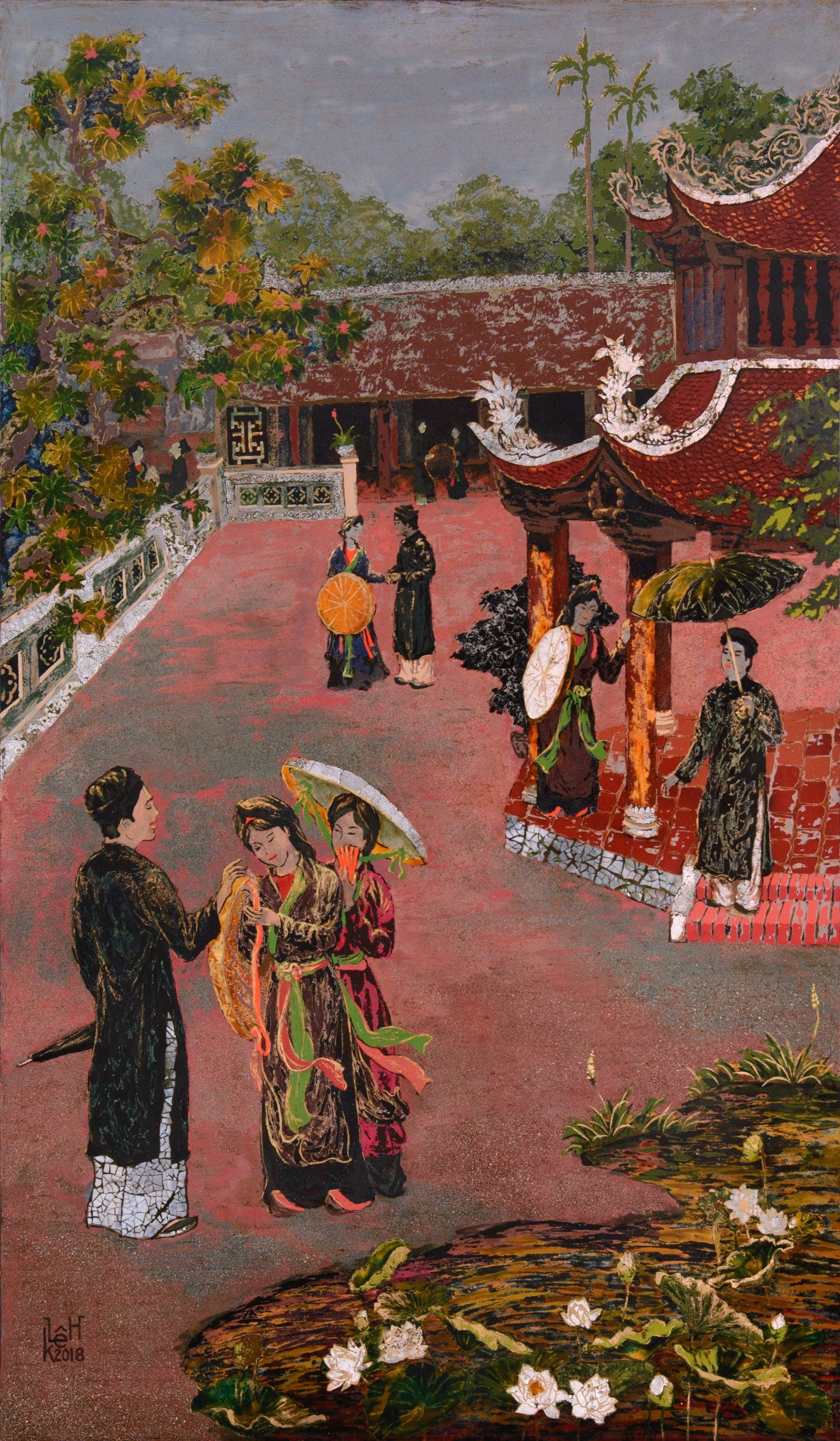 Khám Phá Tranh Sơn Mài Nổi Tiếng Việt Nam Đầy Biểu Tượng Tác phẩm sơn mài 'Người Ở Đừng Về' của họa sĩ Lê Khánh Hiếu