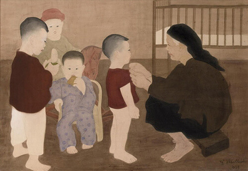 Nguyễn Phan Chánh - Bậc Thầy Tranh Lụa Việt Nam Tác phẩm tranh lụa 'Vườn Trẻ' mô tả sinh hoạt của trẻ em, bởi Nguyễn Phan Chánh