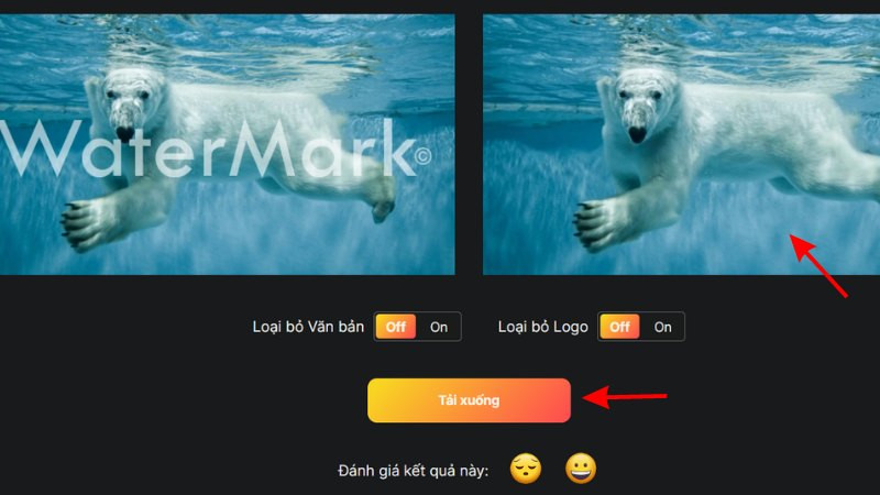 Tải ảnh lên trang web Watermark Remover io