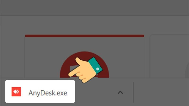 Tệp cài đặt AnyDesk (.exe) đã tải về hiển thị trong trình duyệt.