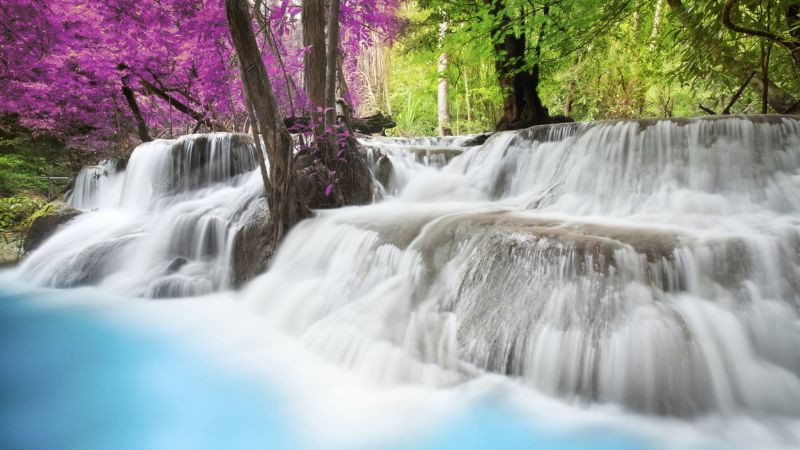 Chiêm ngưỡng hình ảnh thiên nhiên đẹp 3D sống động Thác nước hùng vĩ đổ xuống vực sâu trong hình ảnh thiên nhiên 3D đẹp