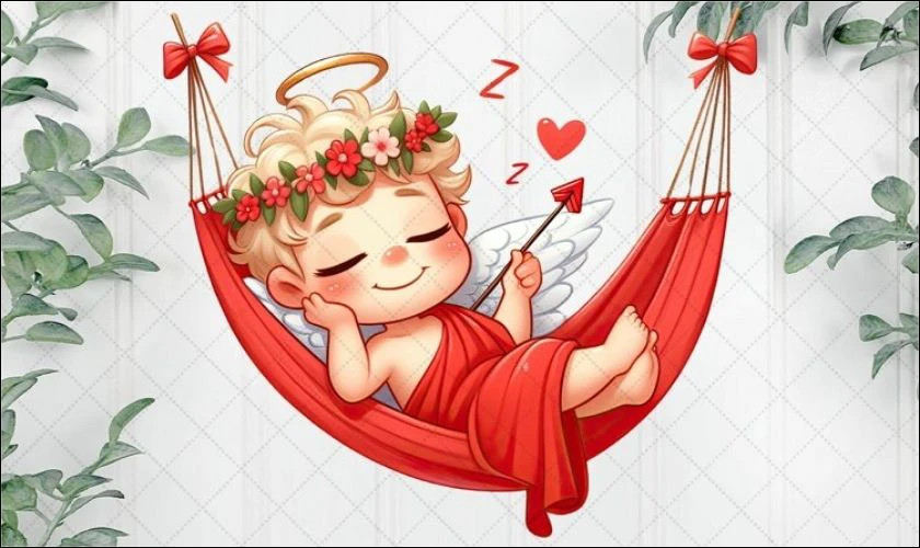 Thần Cupid dễ thương với đôi cánh và cung tên - Hình ảnh Valentine đẹp
