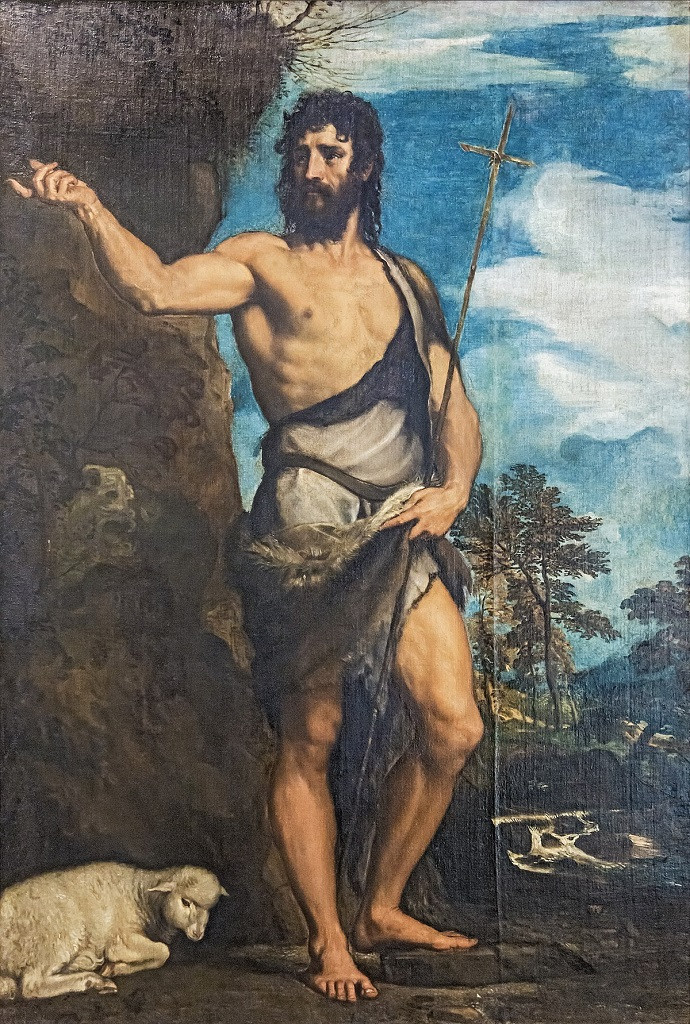 Thánh Gioan Tẩy Giả (St. John the Baptist), với nụ cười bí ẩn và ngón tay chỉ lên trời, tác phẩm cuối đời của Leonardo da Vinci