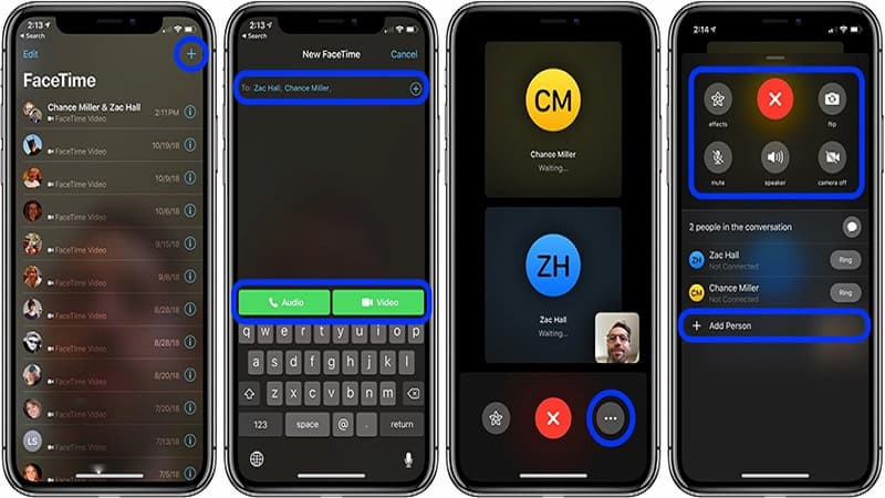 Thêm nhiều người vào danh sách để thực hiện cuộc gọi nhóm FaceTime