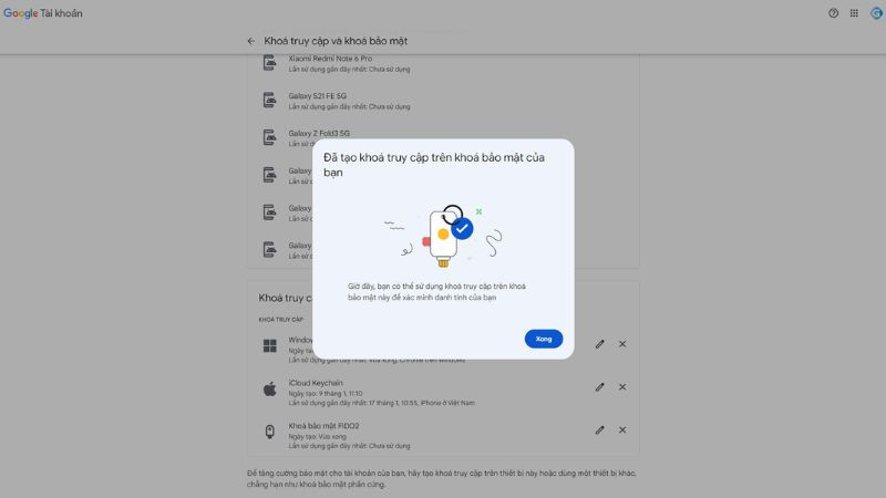Theo dõi hướng dẫn từng bước trên trang cài đặt bảo mật của Google để thêm khóa YubiKey vào tài khoản.