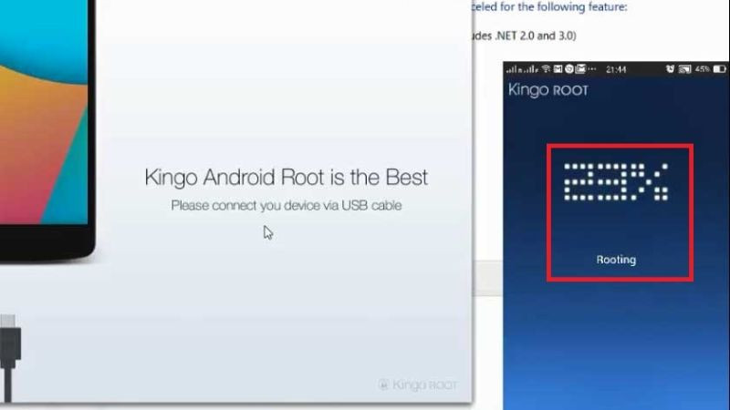 Theo dõi tiến trình root máy Android đang được thực hiện bằng phần mềm Kingo Root