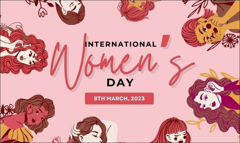 Thiệp 8/3 với hình ảnh dễ thương và dòng chữ &quot;Chúc em 8/3 vui vẻ&quot;