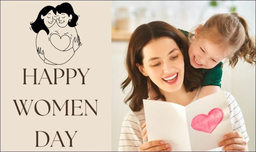 Thiệp 8/3 với hình ảnh người phụ nữ và hoa