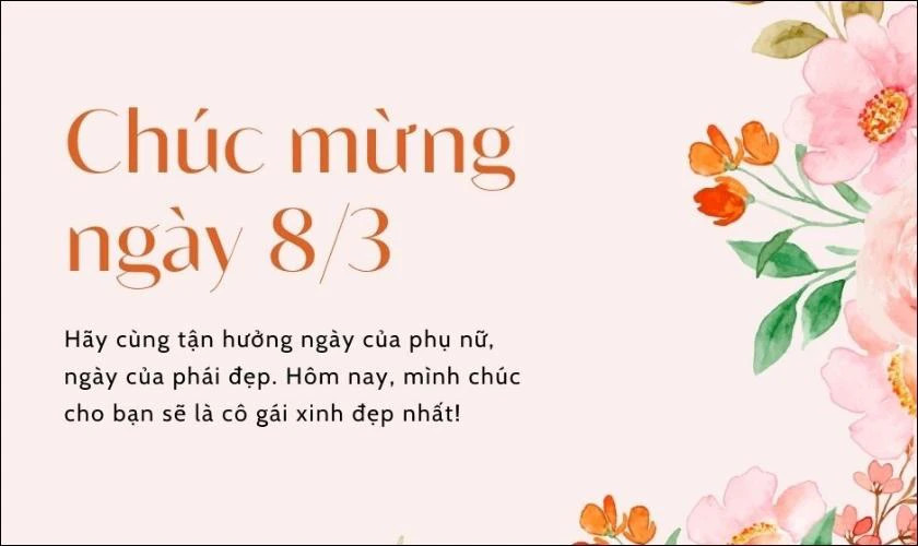 Thiệp chúc mừng 8/3 với hình ảnh cành hoa đào