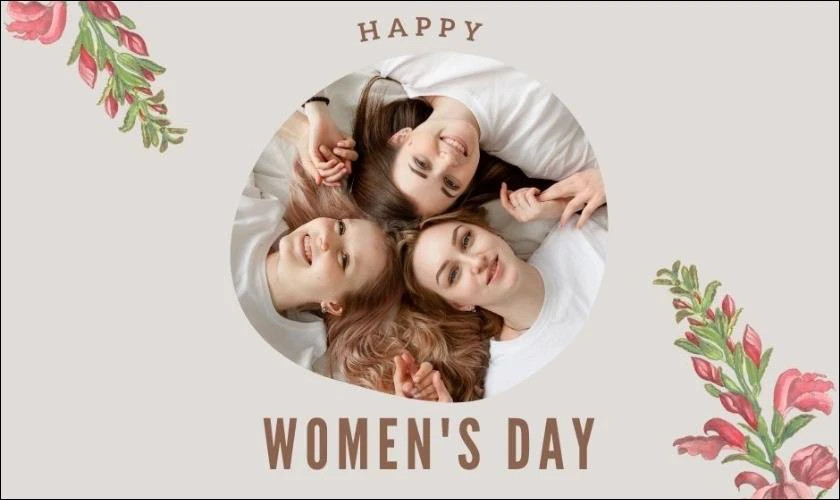 Thiệp chúc mừng 8/3 với hình ảnh hoa hồng và chữ &quot;Yêu em&quot;