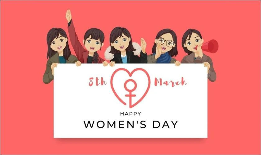 Thiệp chúc mừng 8/3 với hình ảnh hoa và dòng chữ ngọt ngào