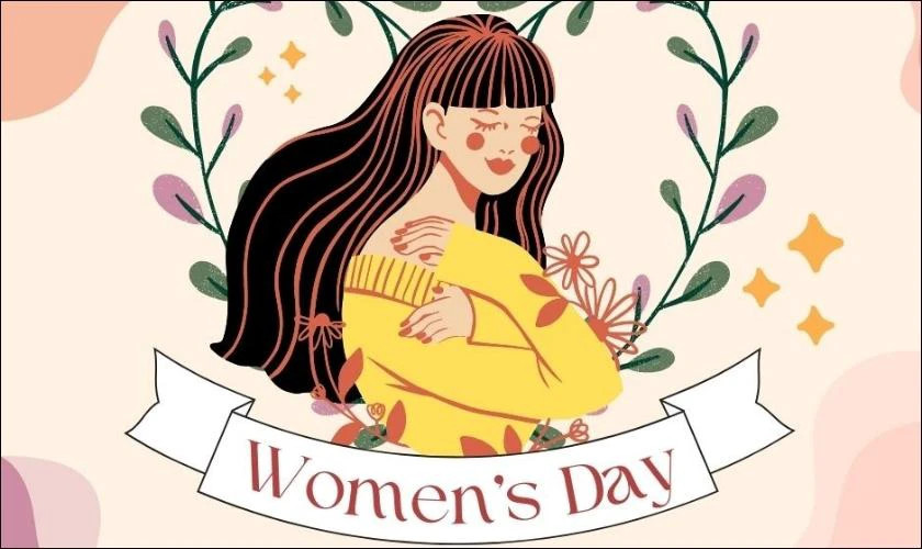 Thiệp chúc mừng 8/3 với hình ảnh hoa và trái tim