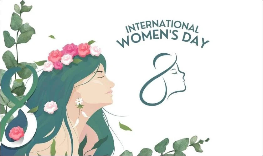 Thiệp chúc mừng 8/3 với hình ảnh trái tim hoa hồng đỏ