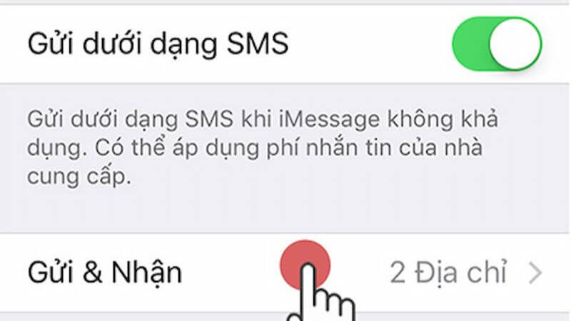 Thiết lập Gửi &amp; Nhận trong cài đặt Tin nhắn iMessage trên iPhone