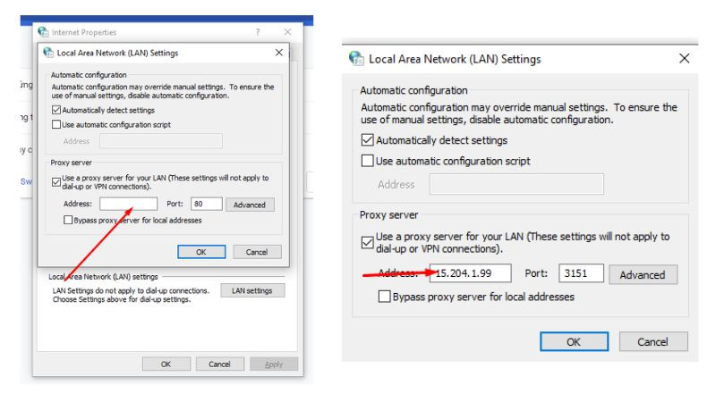 Thiết lập máy chủ Proxy trong cài đặt LAN trên Windows