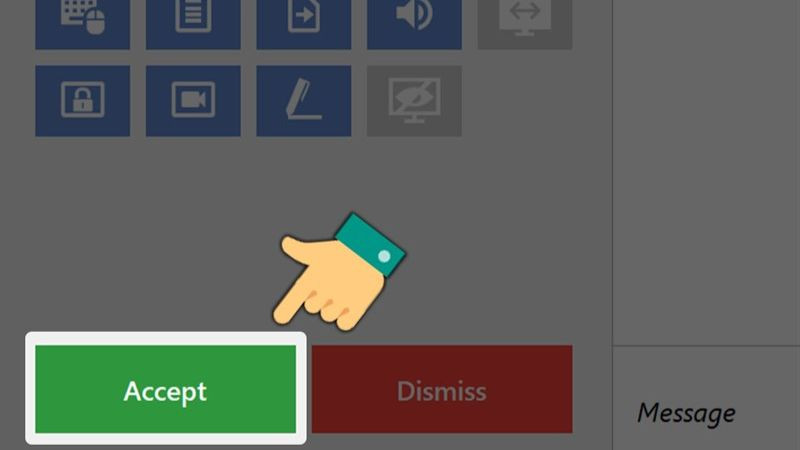 Thông báo yêu cầu cấp quyền kết nối từ xa trên máy tính được điều khiển bởi AnyDesk.