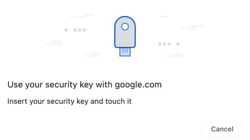 Thực hiện đăng ký khóa bảo mật YubiKey bằng cách cắm vào máy tính và nhấn nút trên thiết bị.